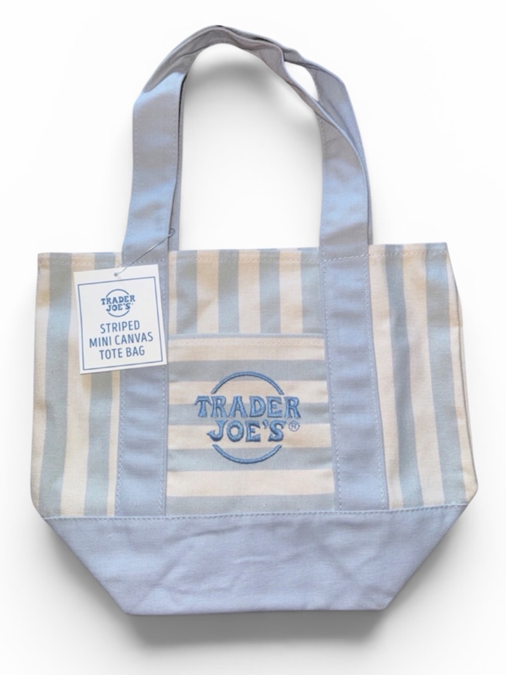 NWT TRADER JOE’S Mini Blue Stripe Canvas Tote Bag